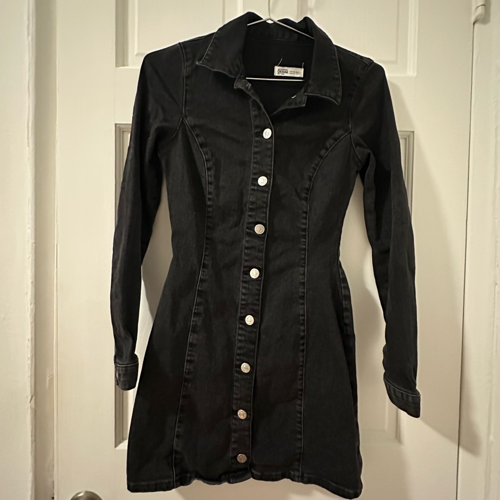 Zara TRF Black Denim Dress